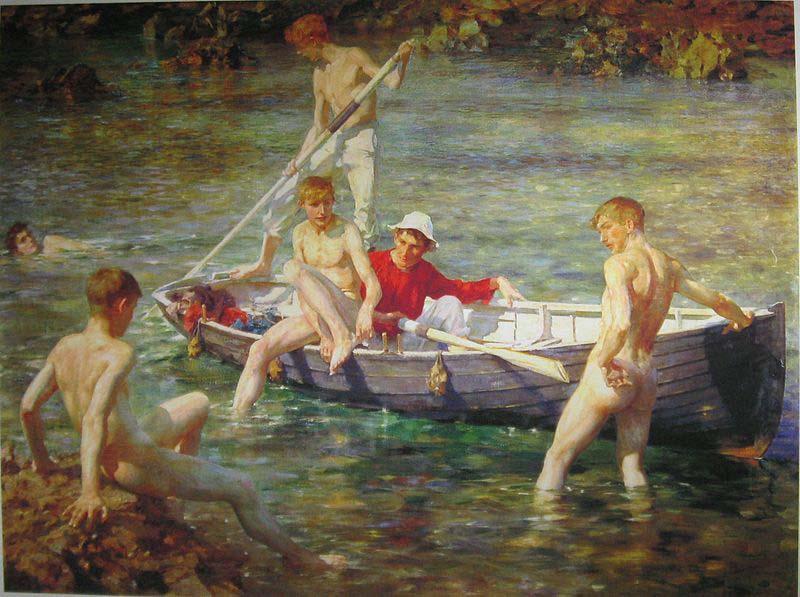 Henry Scott Tuke Ruby, gold and malachite china oil painting image